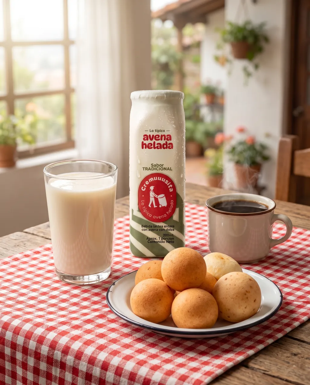 Desayuno bogotano con avena y buñuelos